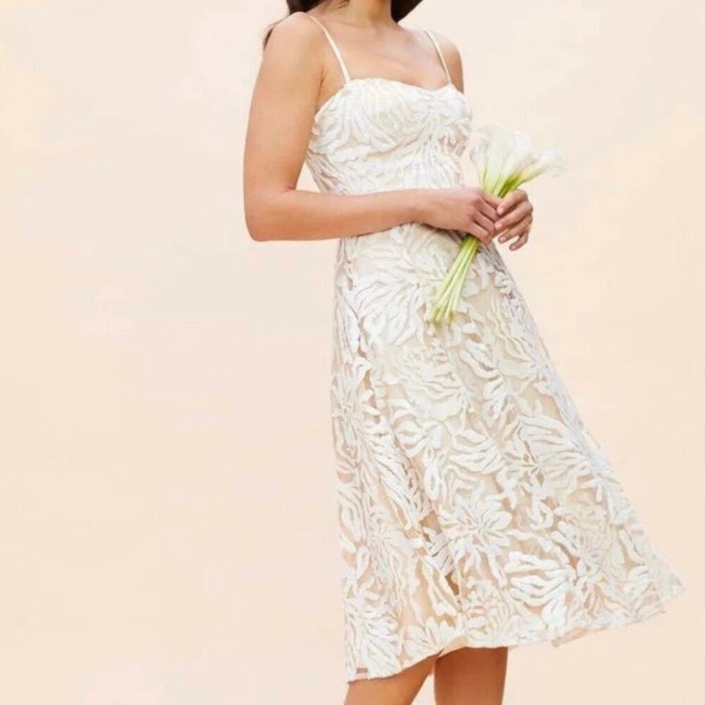 DRESS THE POPULATION | Layla Sweetheart Fit & Flare Midi Dress White Ivory | XL - Picture 2 of 14